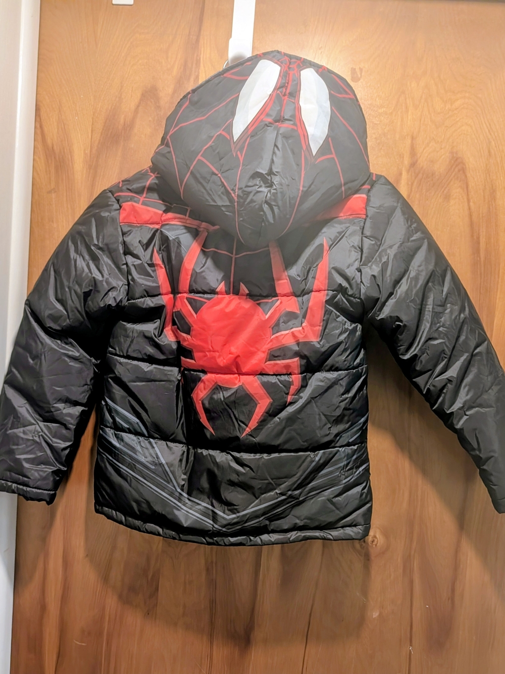 Marvel Black and Red Spider Puffer Jacket with Hood